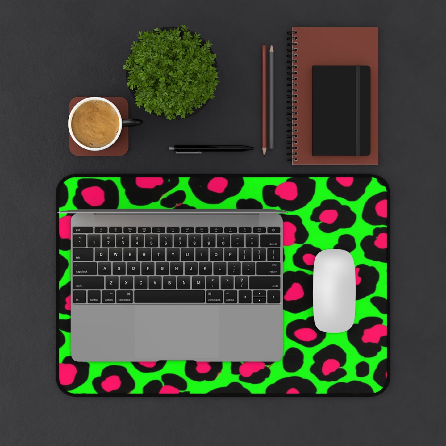 Light Green Leopard Gaming Desk Mat