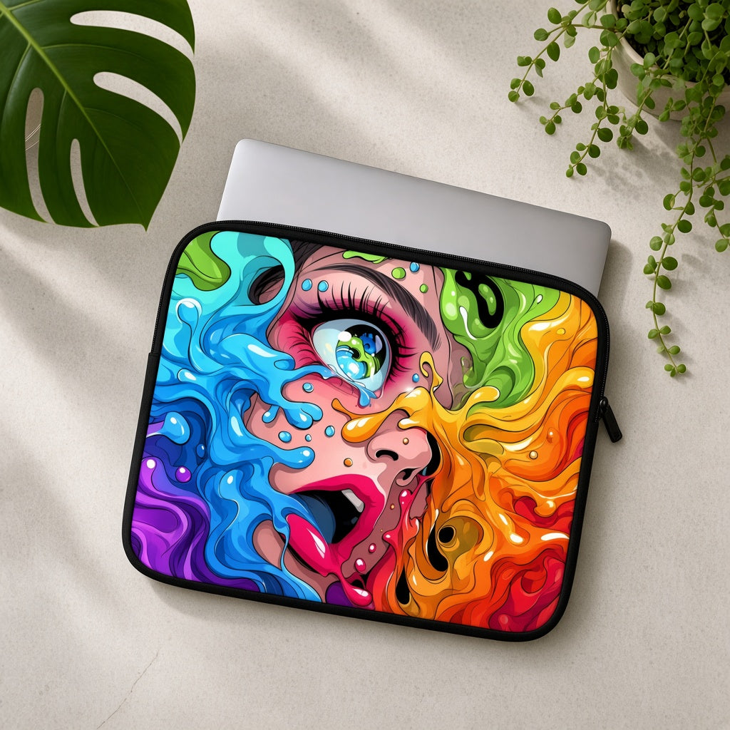 Colorful Paint Drip Pop Art Face Laptop Sleeve