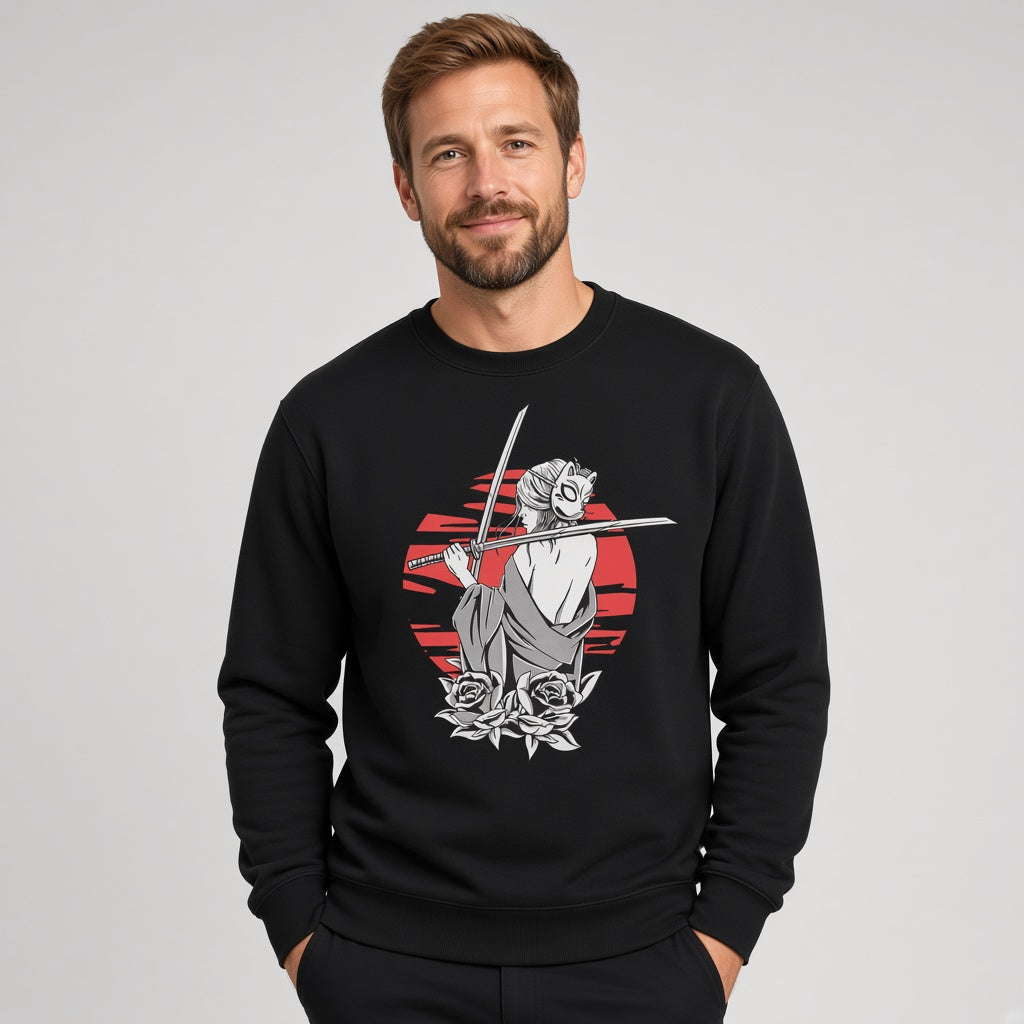 Girl in a fox mask sweatshirt, funny sweatshirt, graphic shirts, Anime unisex tshirt
