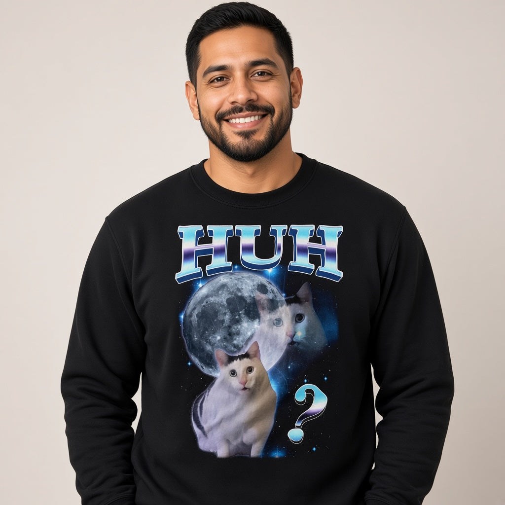 Funny Kitten HUH Meme Sweatshirt Gift for Women and Men