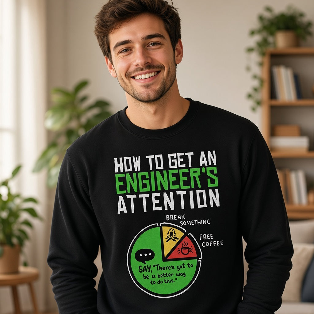 How to Get an Engineer's Attention Funny Pie Chart Sweatshirt