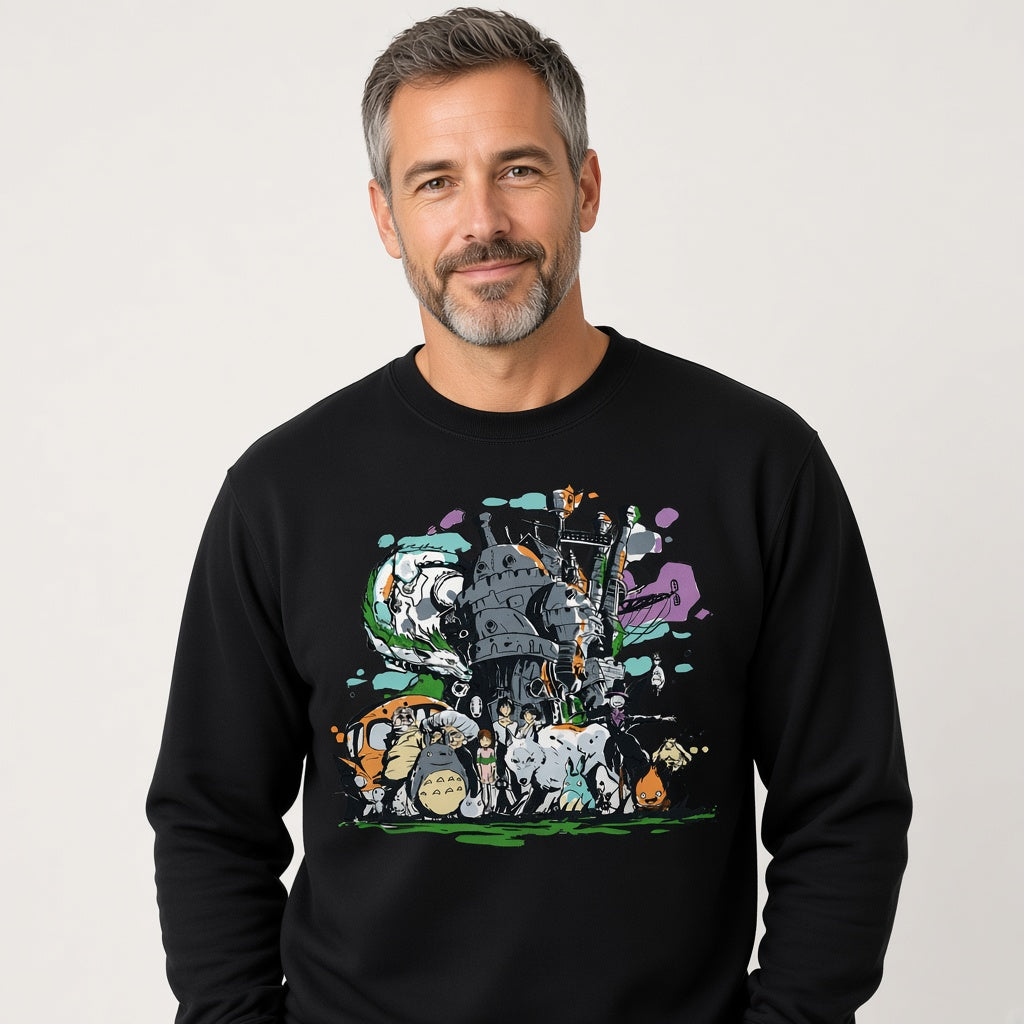 Forest Spirits Castle Collage Sweatshirt