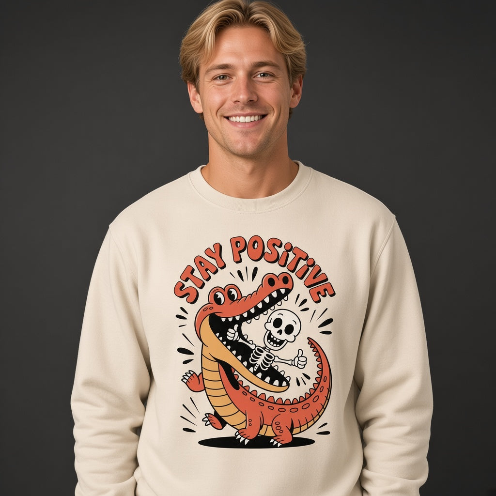 Stay Positive Funny Alligator Skeleton Sweatshirt