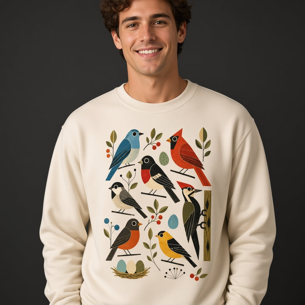 Retro Backyard Birds Sweatshirt for Bird Watchers