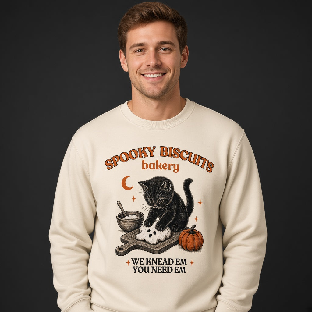 Kitty Biscuits Spooky Biscuits Halloween Bakery Cat Sweatshirt