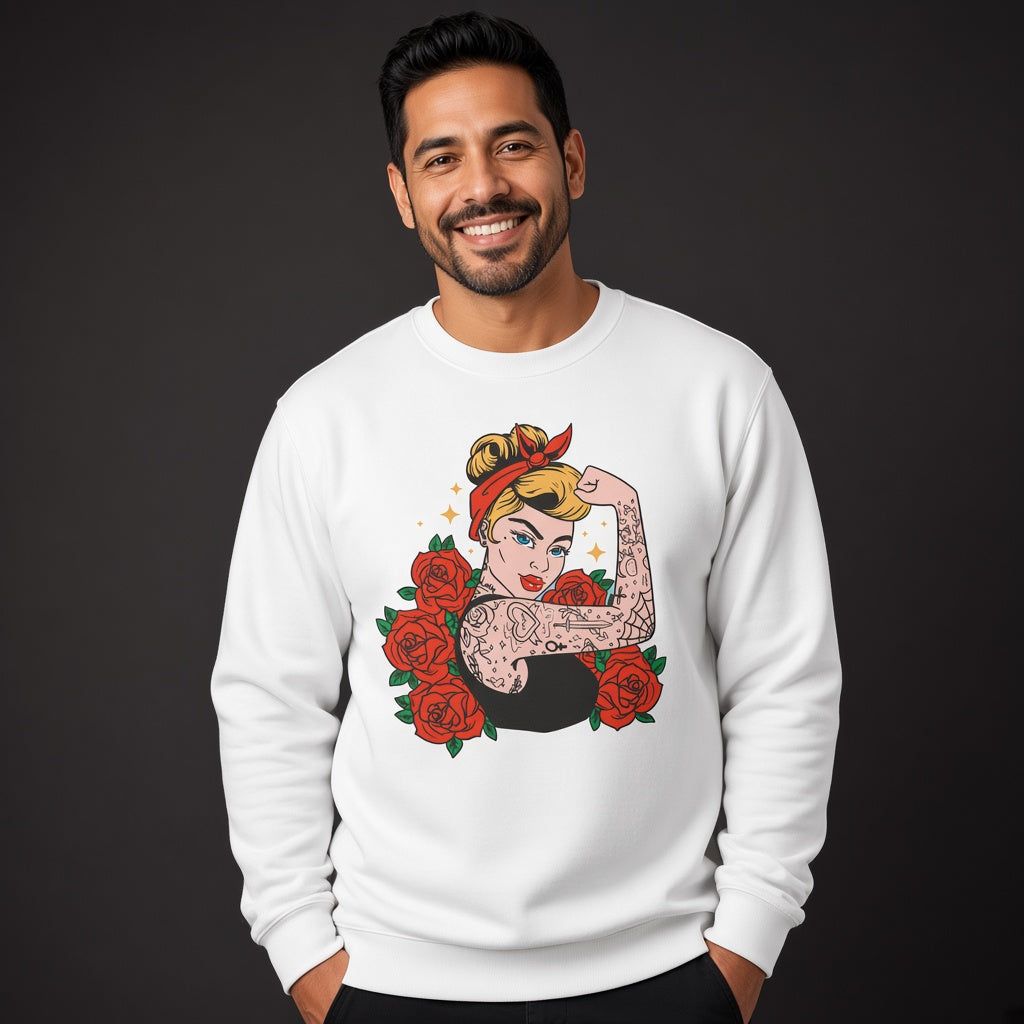 Girl with roses sweatshirt, funny sweatshirt, graphic shirts, unisex tshirt, printed sweatshirt