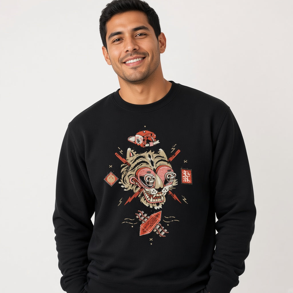 Crazy tiger sweatshirt, funny sweatshirt, graphic shirts, unisex tshirt, printed sweatshirt