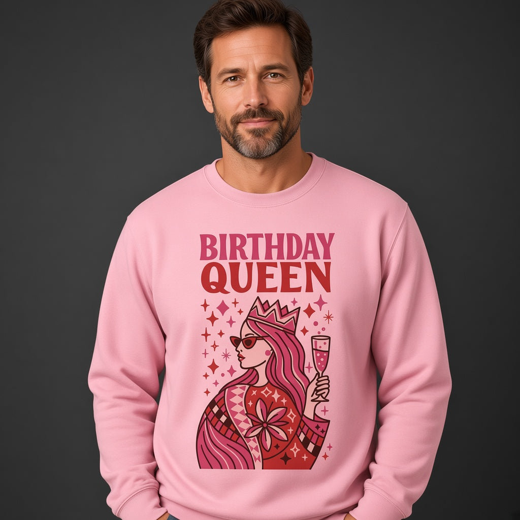 Birthday Queen Funny Pink Crown Sweatshirt