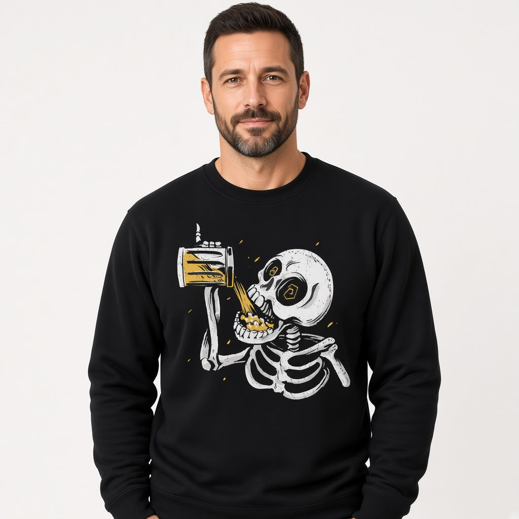 drinking skeleton sweatshirt, funny sweatshirt, graphic shirts, unisex tshirt, printed sweatshirt