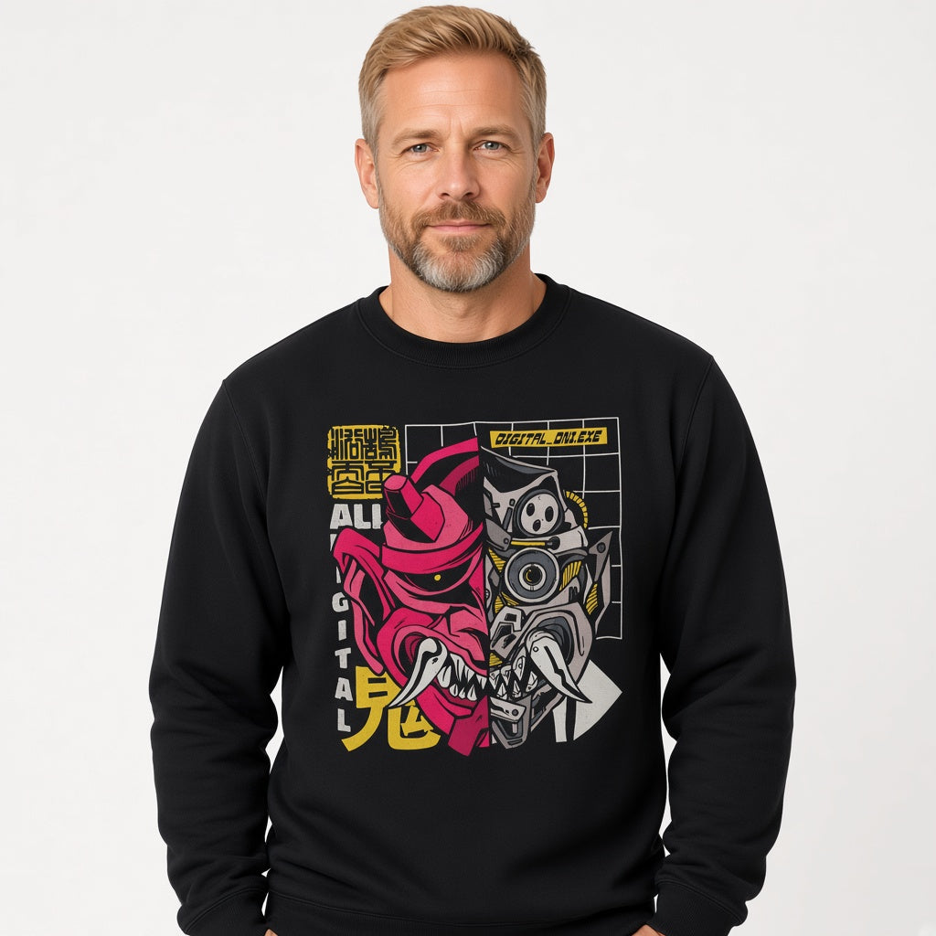 Japanese demon cyborg sweatshirt, funny sweatshirt, graphic shirts, Anime unisex tshirt