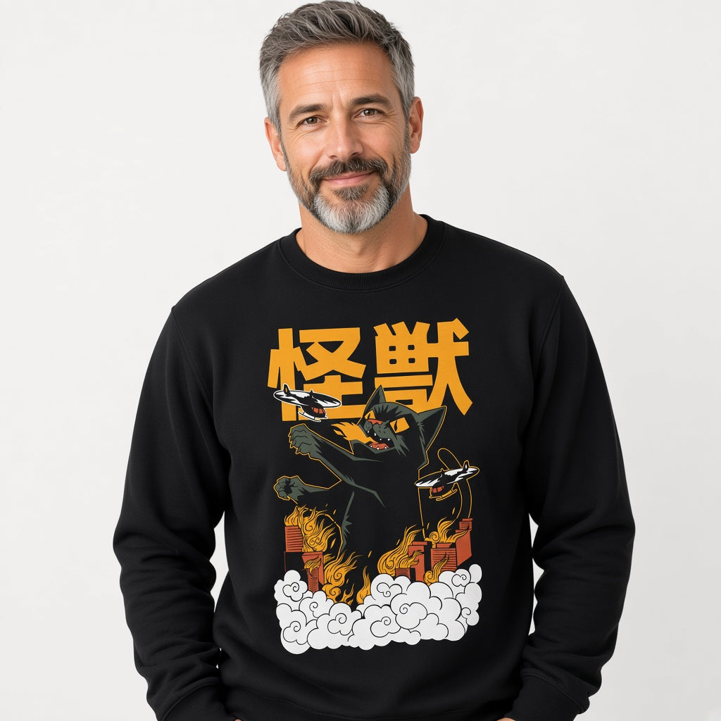 Kaiju Anime Cat Monster Sweatshirt, Funny Unisex sweatshirt