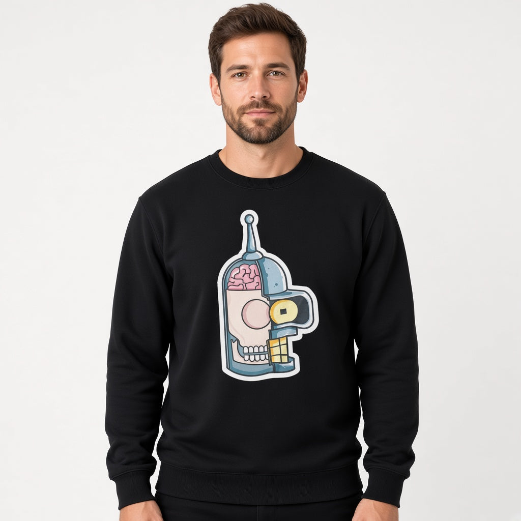 Half of bender's head sweatshirt, funny sweatshirt, graphic shirts, unisex tshirt, printed sweatshirt