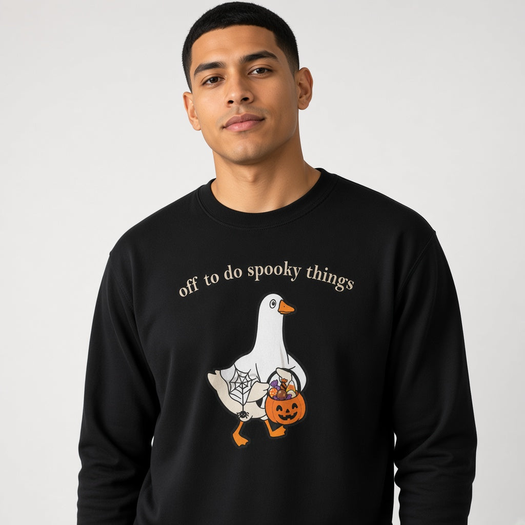 Off to Do Spooky Things Goose Sweatshirt, Funny Halloween