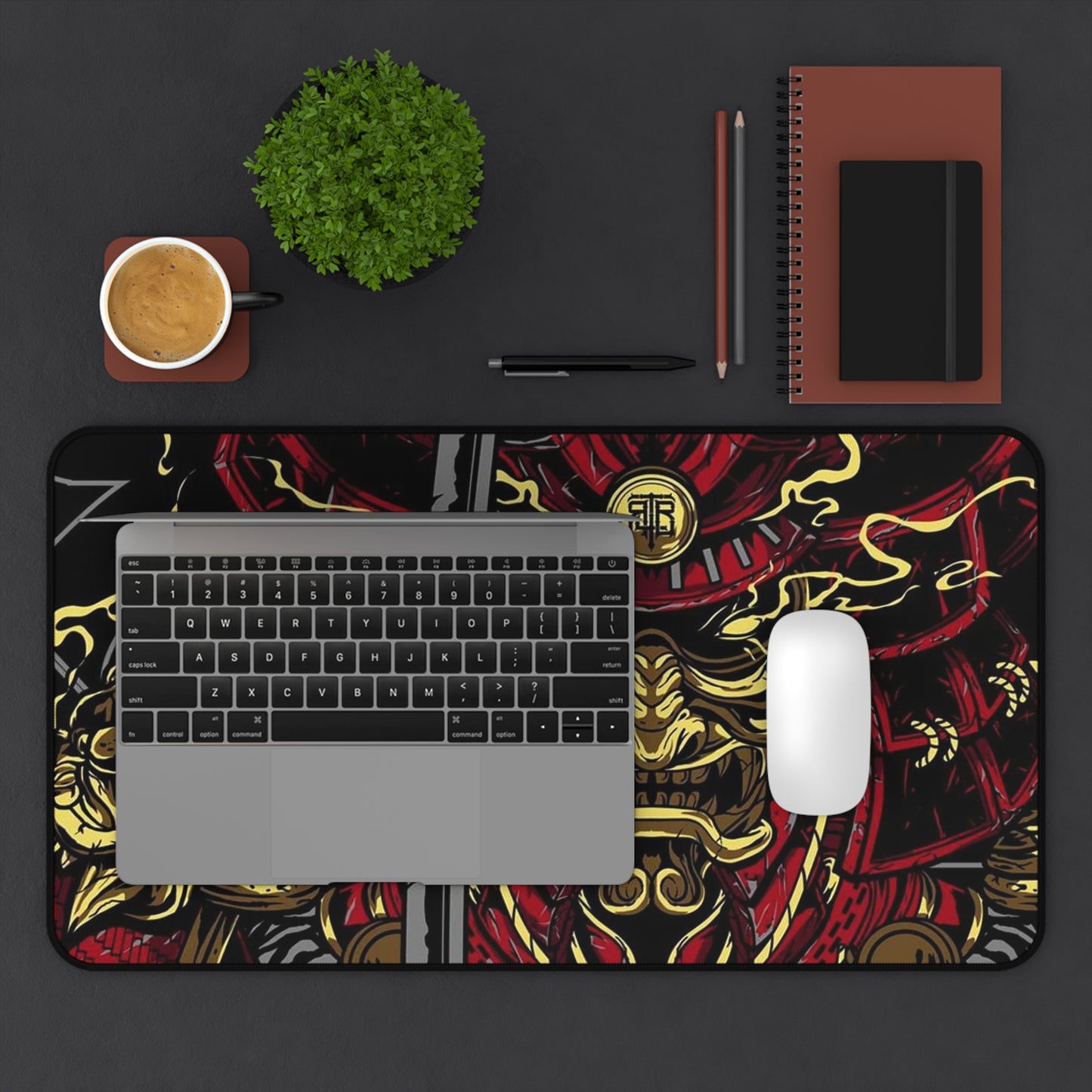 Samurai Desk Mat, deskmat xl, Gaming keyboard matt, mousepad large, XXL extended deskpad mouse pad, large gaming mousepad - Bolt Print