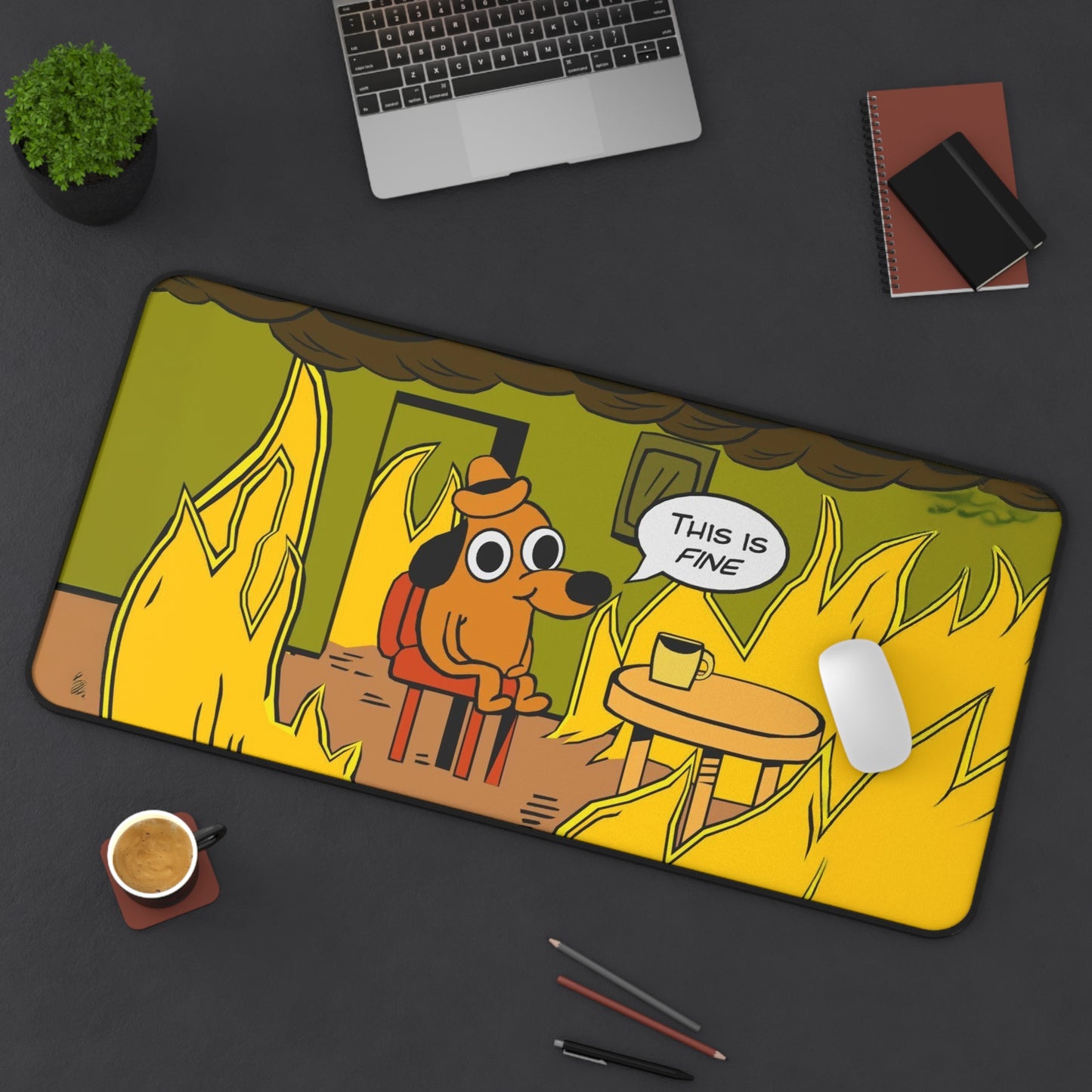 Desk Mat This is fine 2, gaming mouse mat, mousepad large, XXL deskpad mouse pad