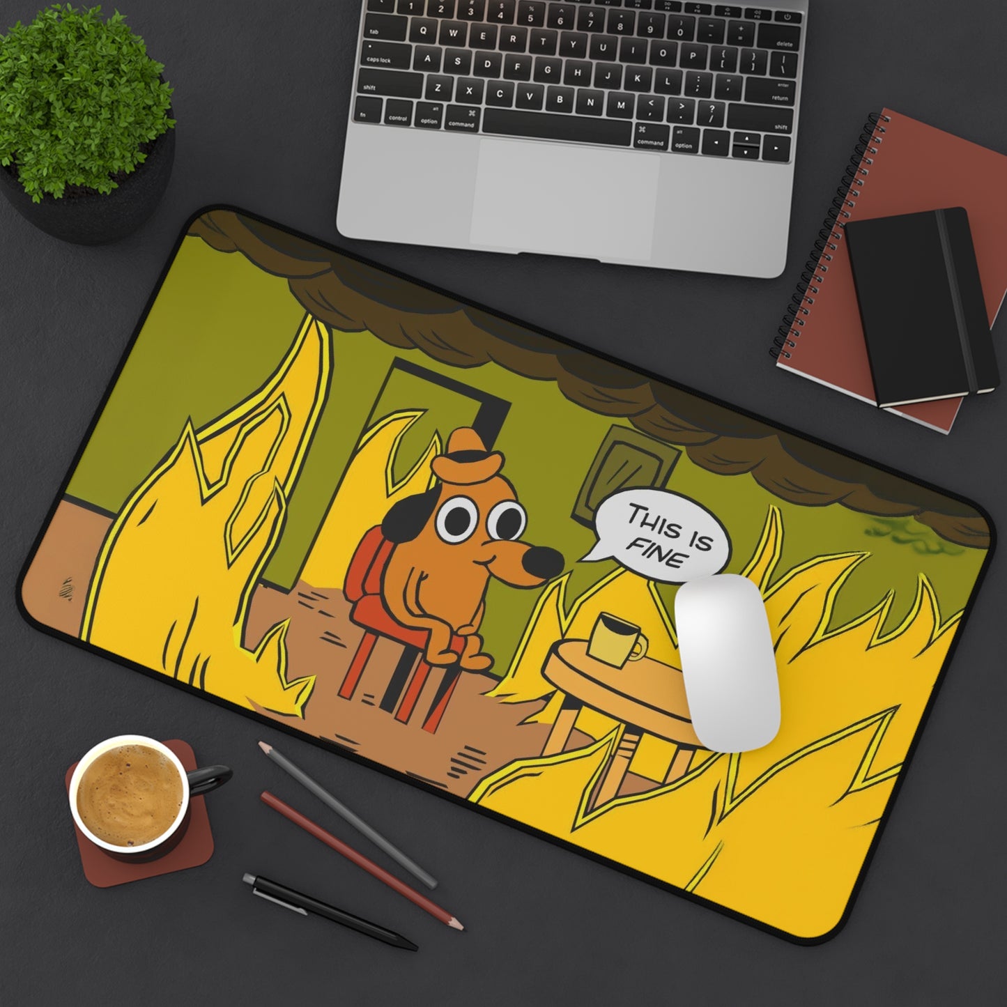 Desk Mat This is fine 2, gaming mouse mat, mousepad large, XXL deskpad mouse pad