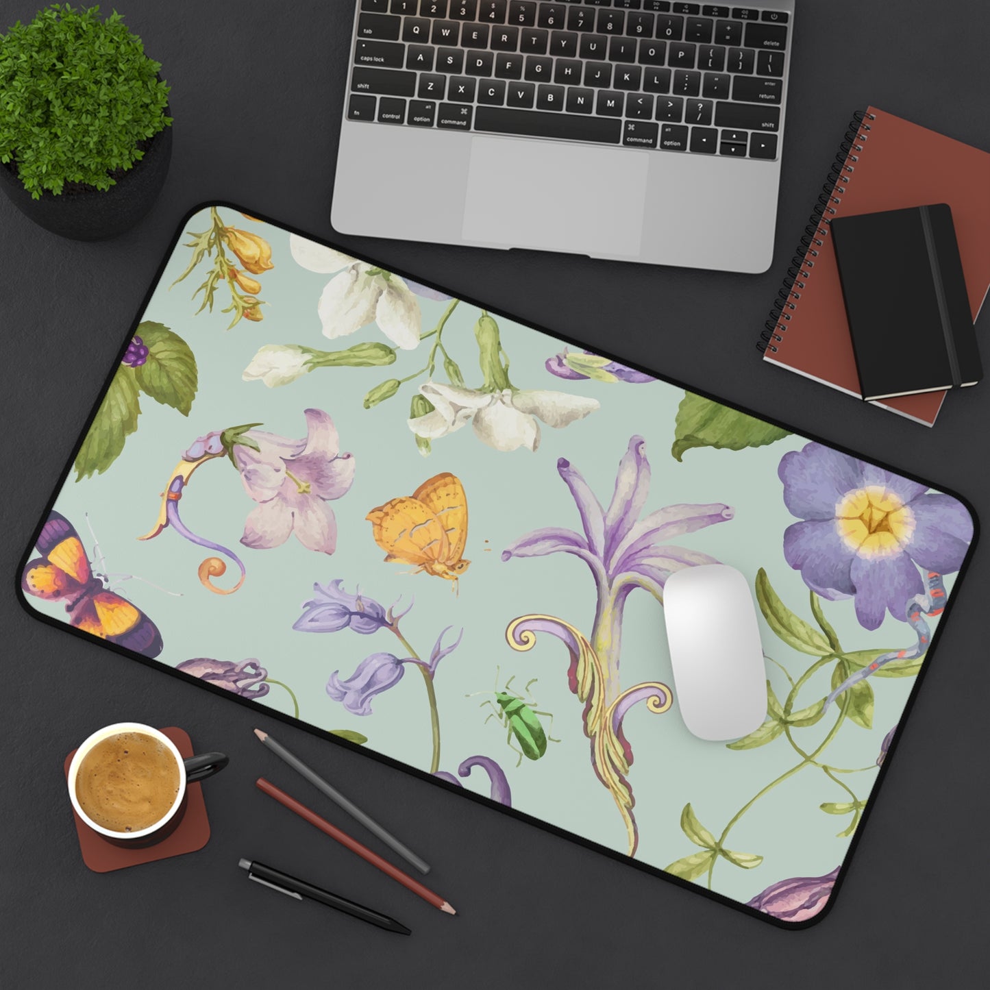 Beautiful purple floral Desk Mat, Gaming keyboard matt, mousepad large, XXL extended deskpad mouse pad