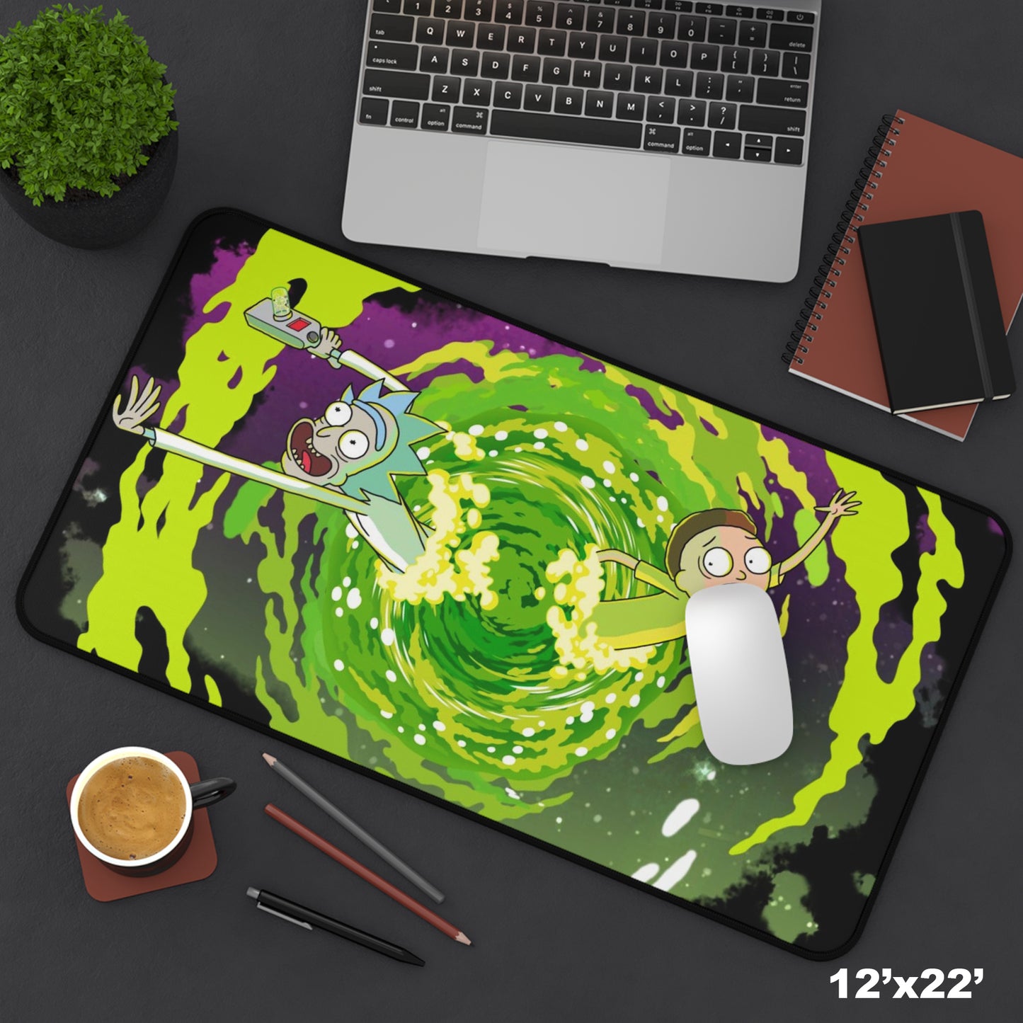 Rick and Morty portal Desk Mat, Gaming keyboard matt, mousepad large, XXL extended deskpad mouse pad - Bold Print