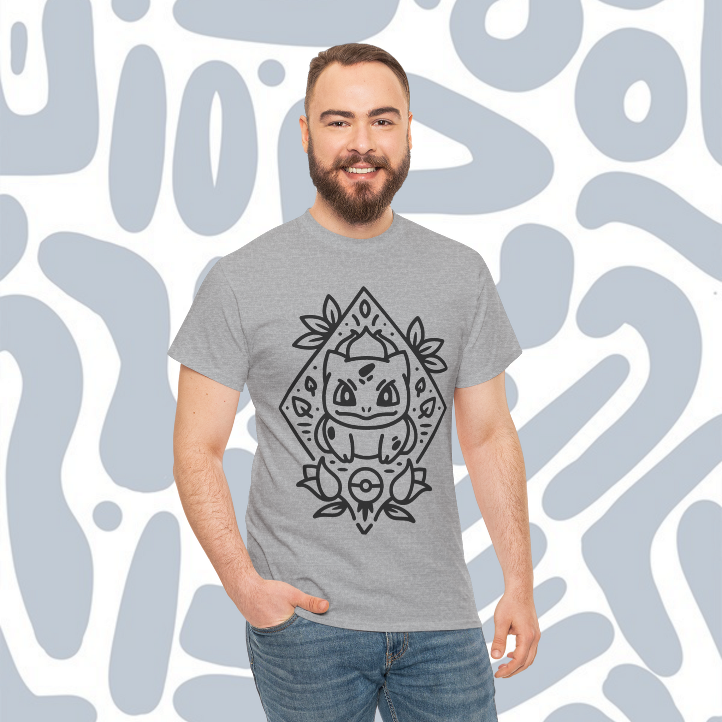 Minimalist Bulbasaur T-Shirt, Funny Anime Unisex tee
