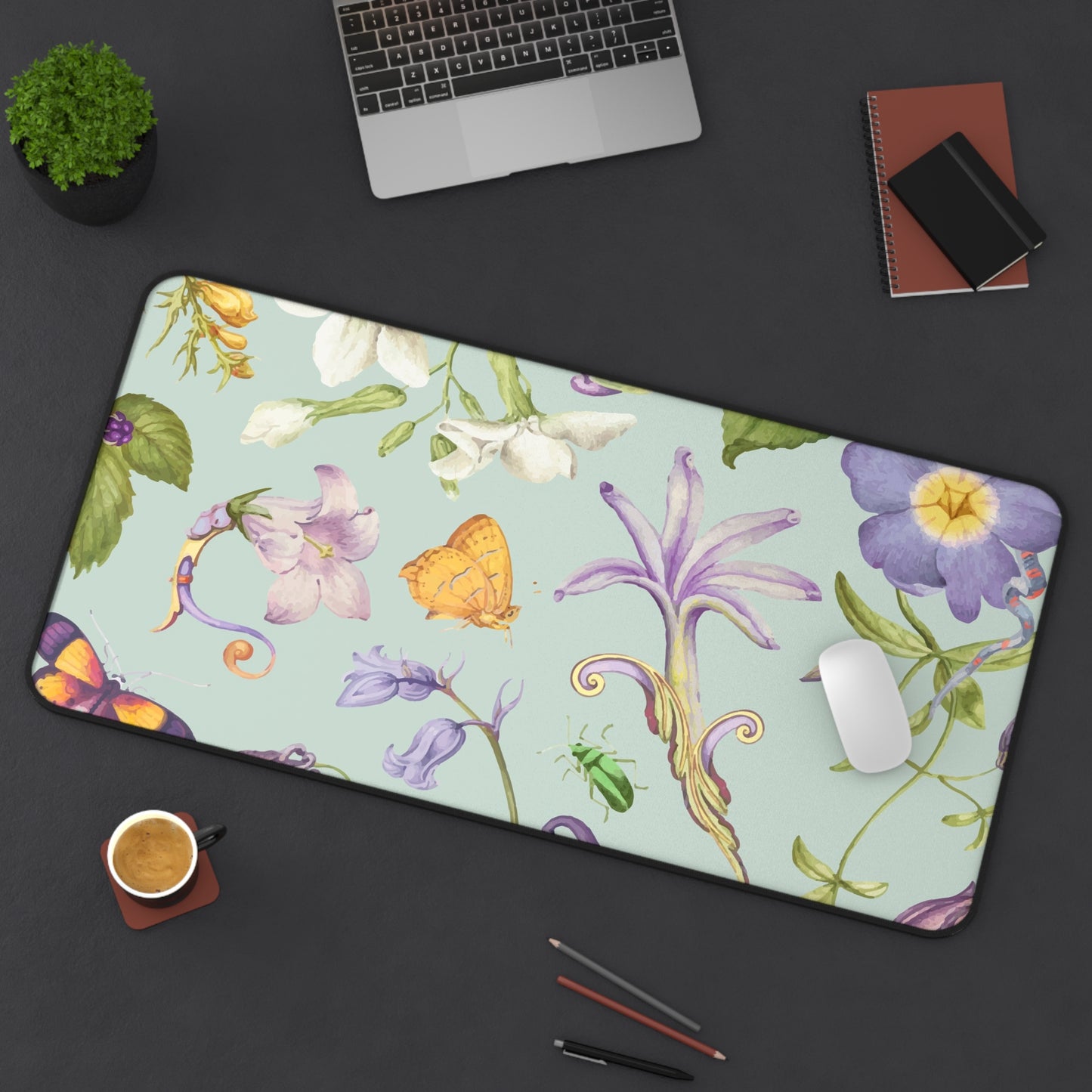 Beautiful purple floral Desk Mat, Gaming keyboard matt, mousepad large, XXL extended deskpad mouse pad