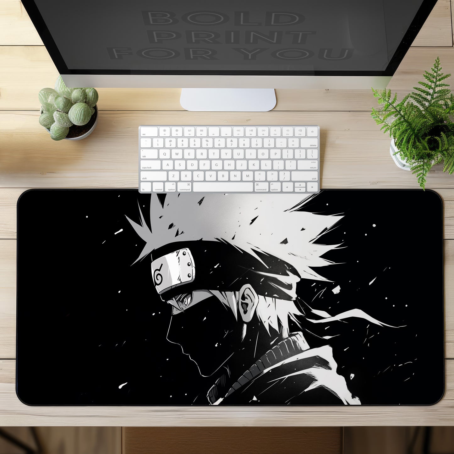 Anime Kakashi Hatake Monochrome Desk Mat
