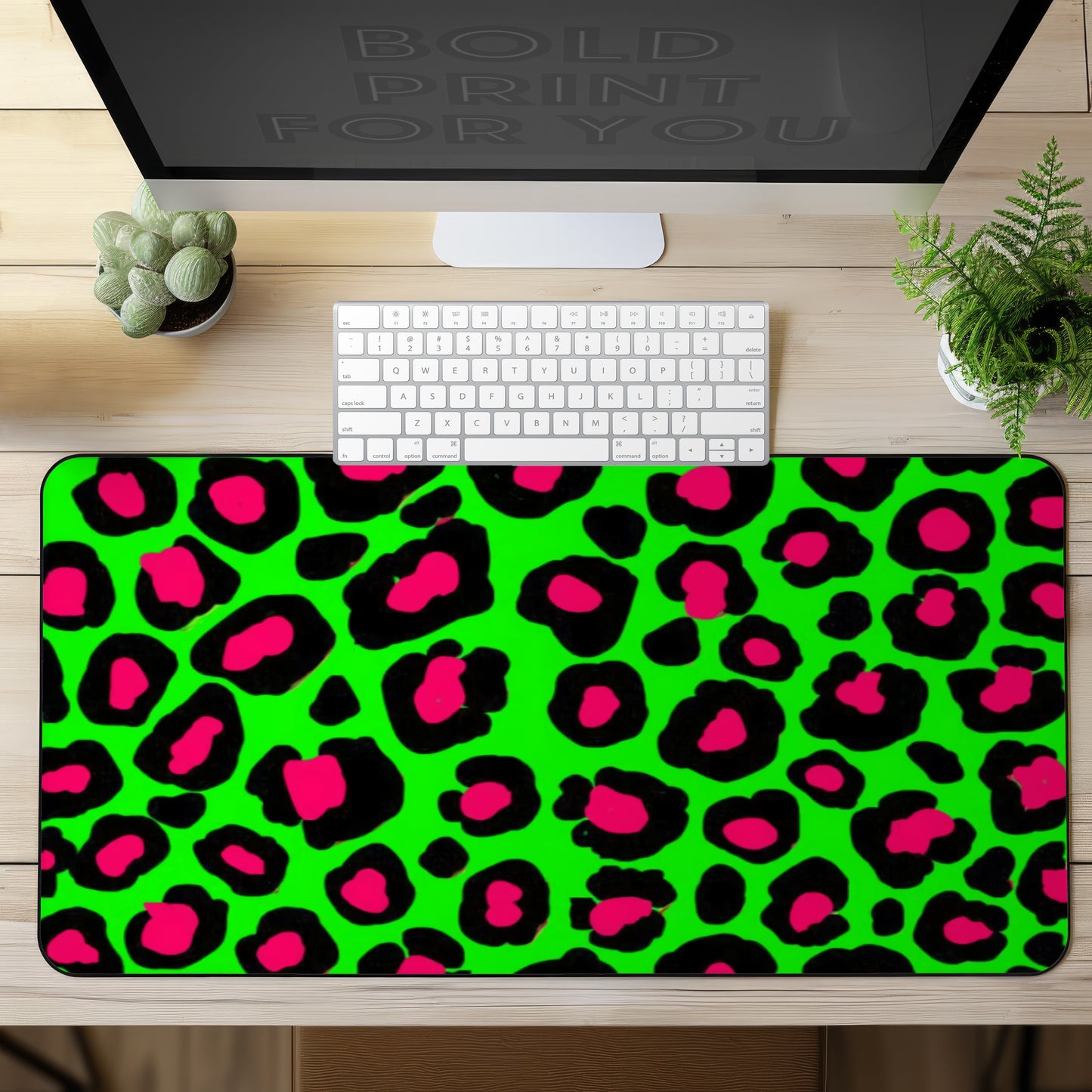 Light Green Leopard Gaming Desk Mat