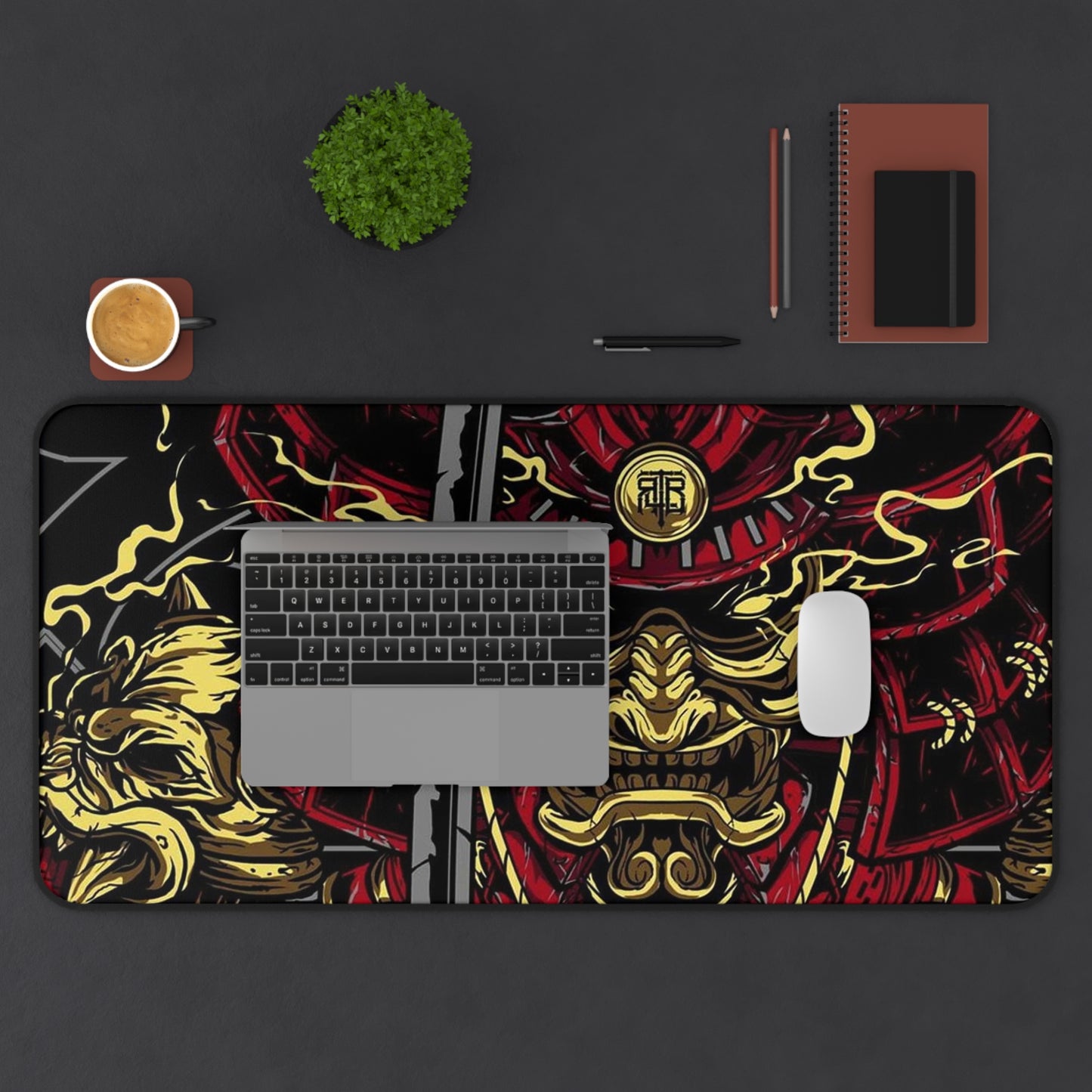Samurai Desk Mat, deskmat xl, Gaming keyboard matt, mousepad large, XXL extended deskpad mouse pad, large gaming mousepad - Bolt Print