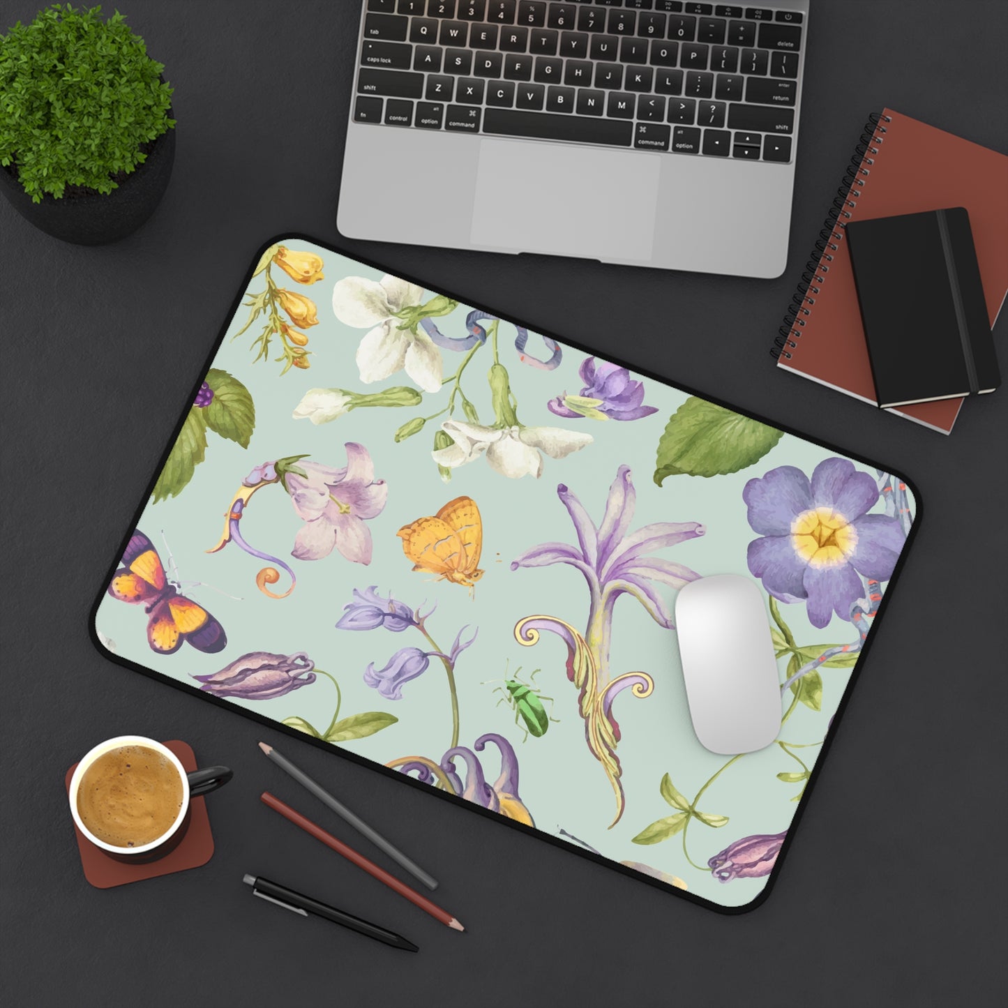 Beautiful purple floral Desk Mat, Gaming keyboard matt, mousepad large, XXL extended deskpad mouse pad