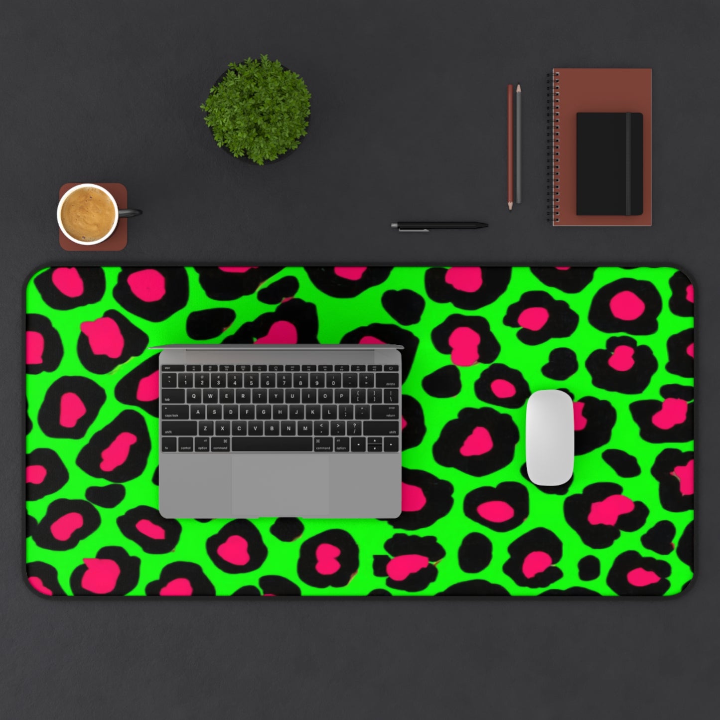Light Green Leopard Gaming Desk Mat