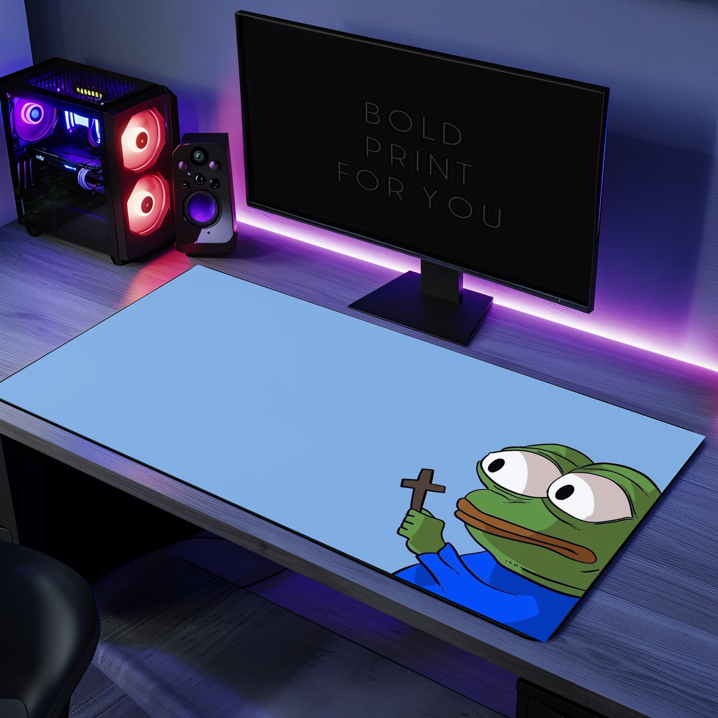 Pepe with cross Desk Mat