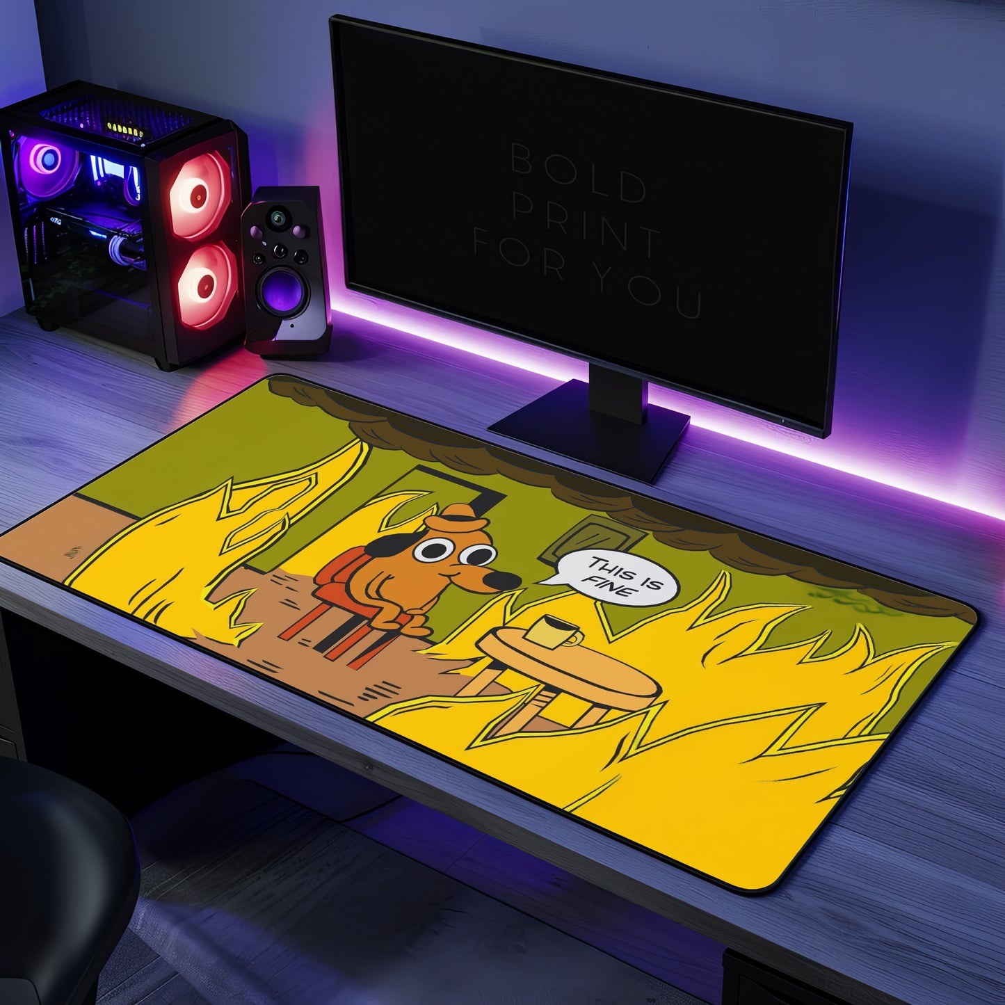 Desk Mat This is fine 2, gaming mouse mat, mousepad large, XXL deskpad mouse pad