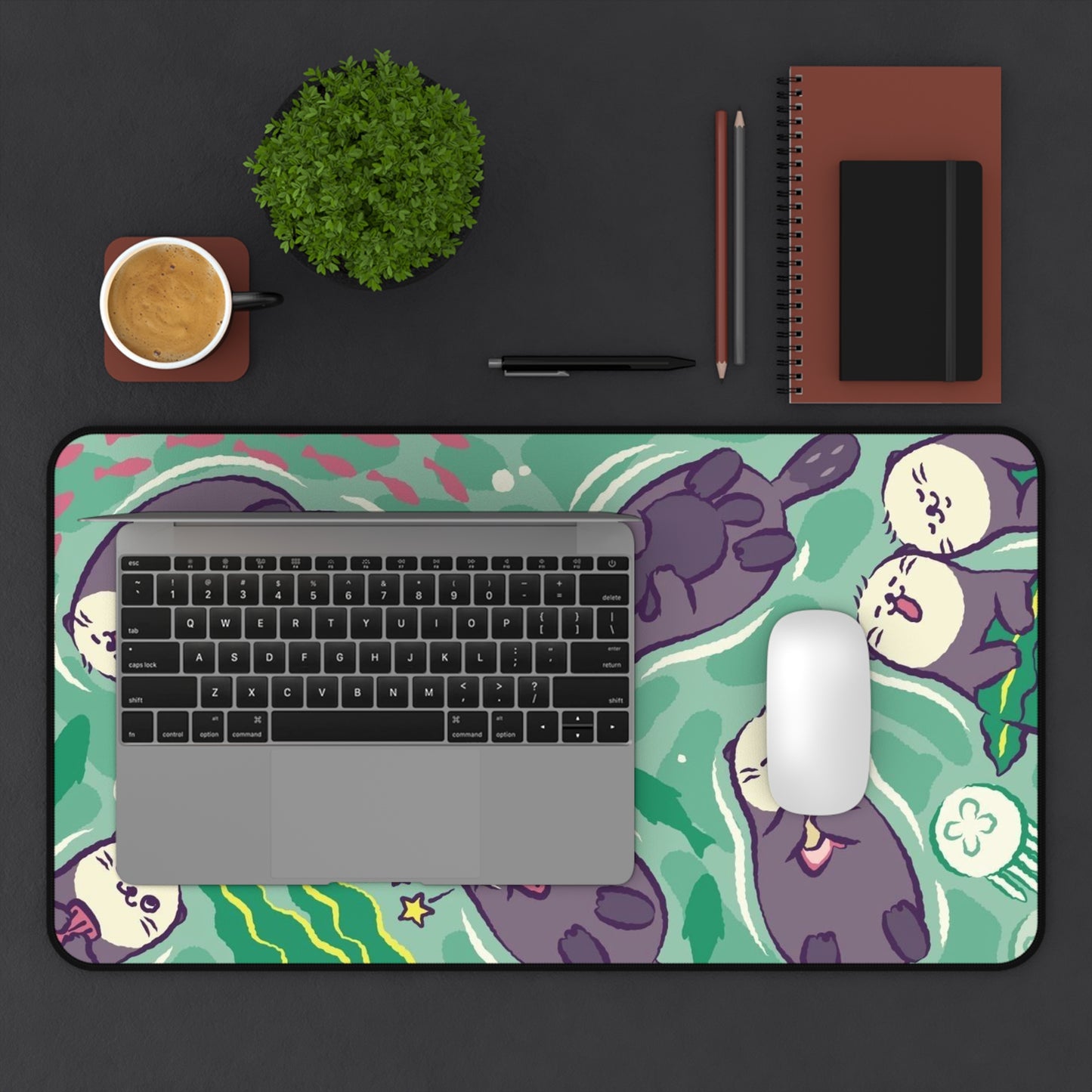 Cute otters Gaming Desk Mat
