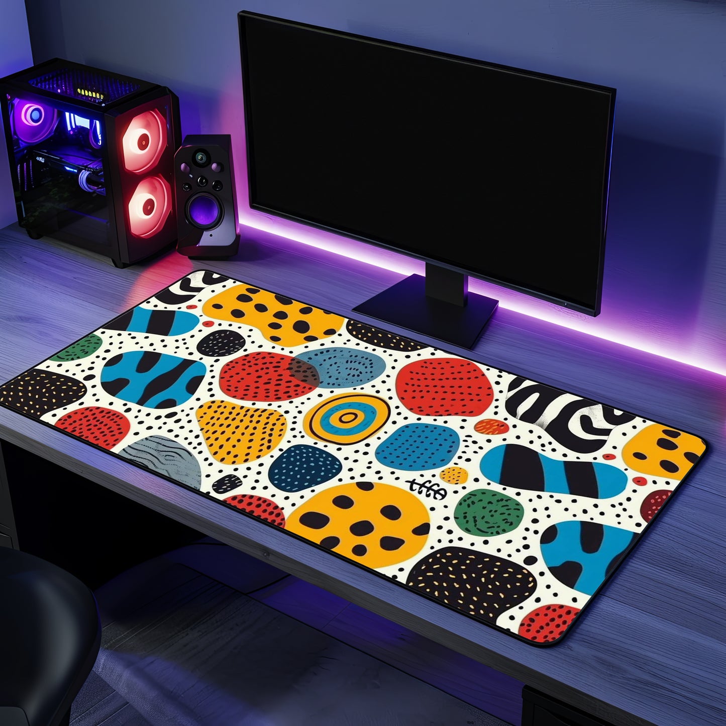 Abstract Spots and Dots Desk Mat