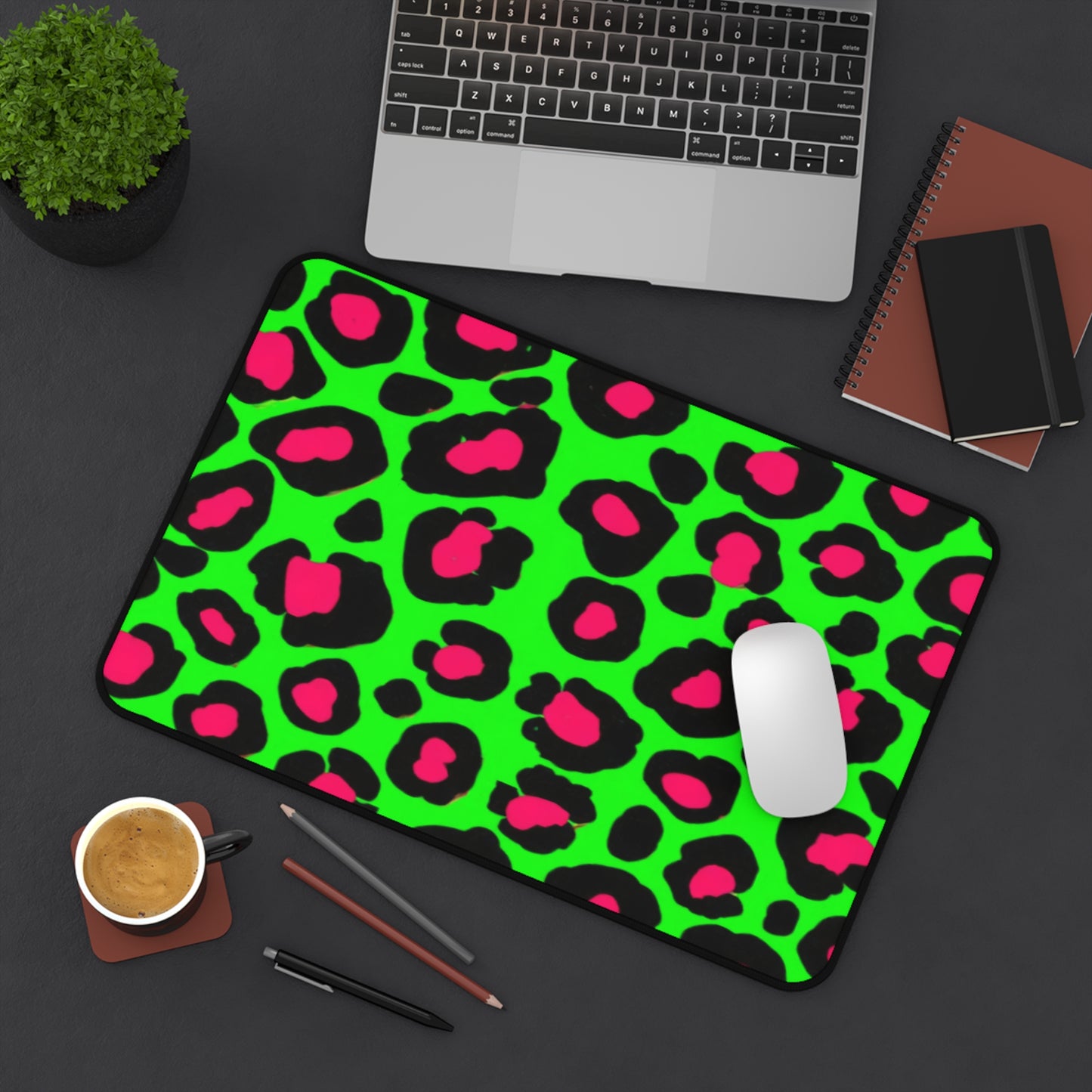 Light Green Leopard Gaming Desk Mat