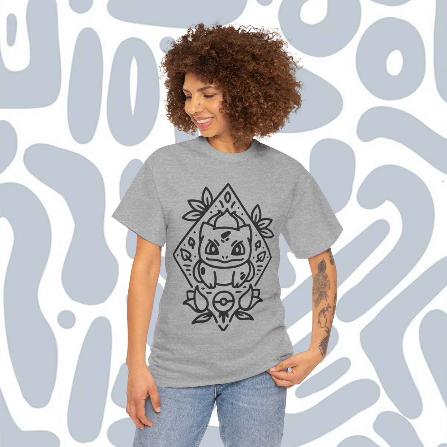 Minimalist Bulbasaur T-Shirt, Funny Anime Unisex tee