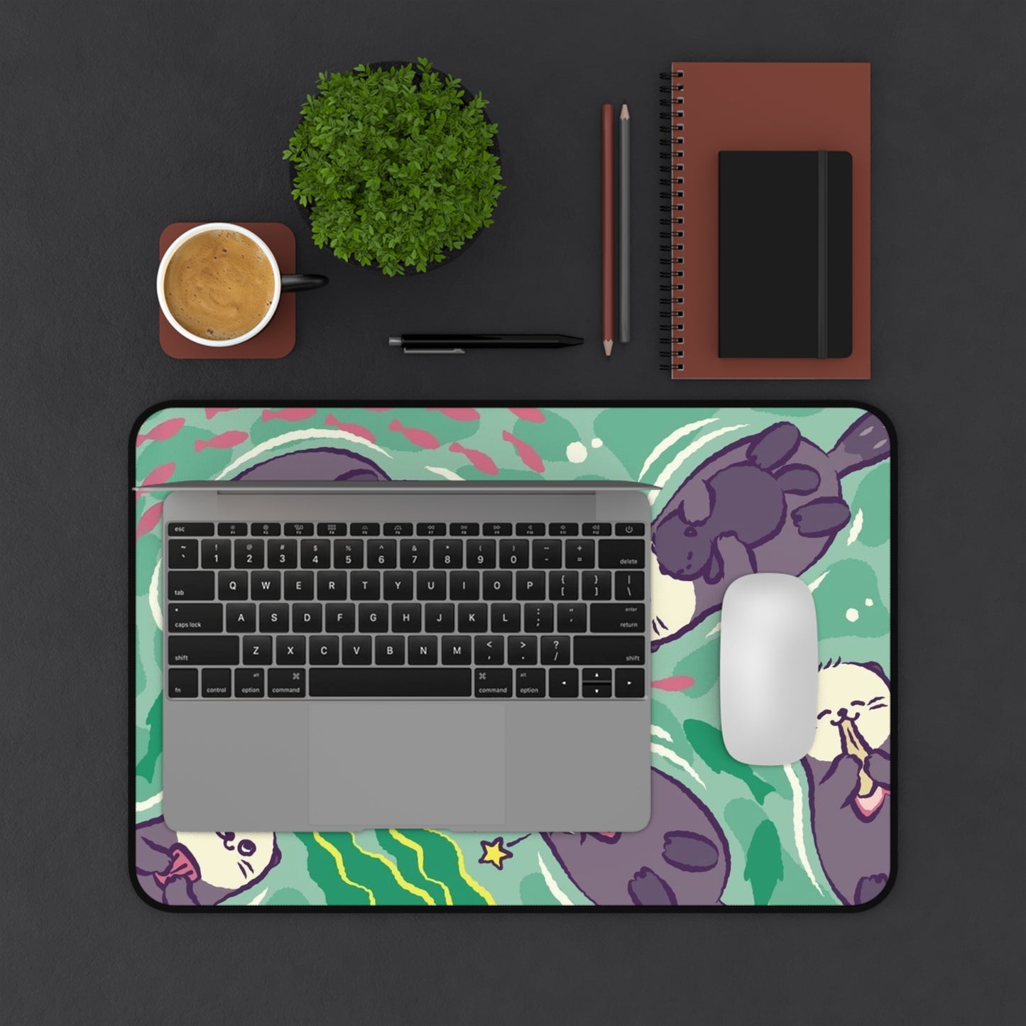 Cute otters Gaming Desk Mat
