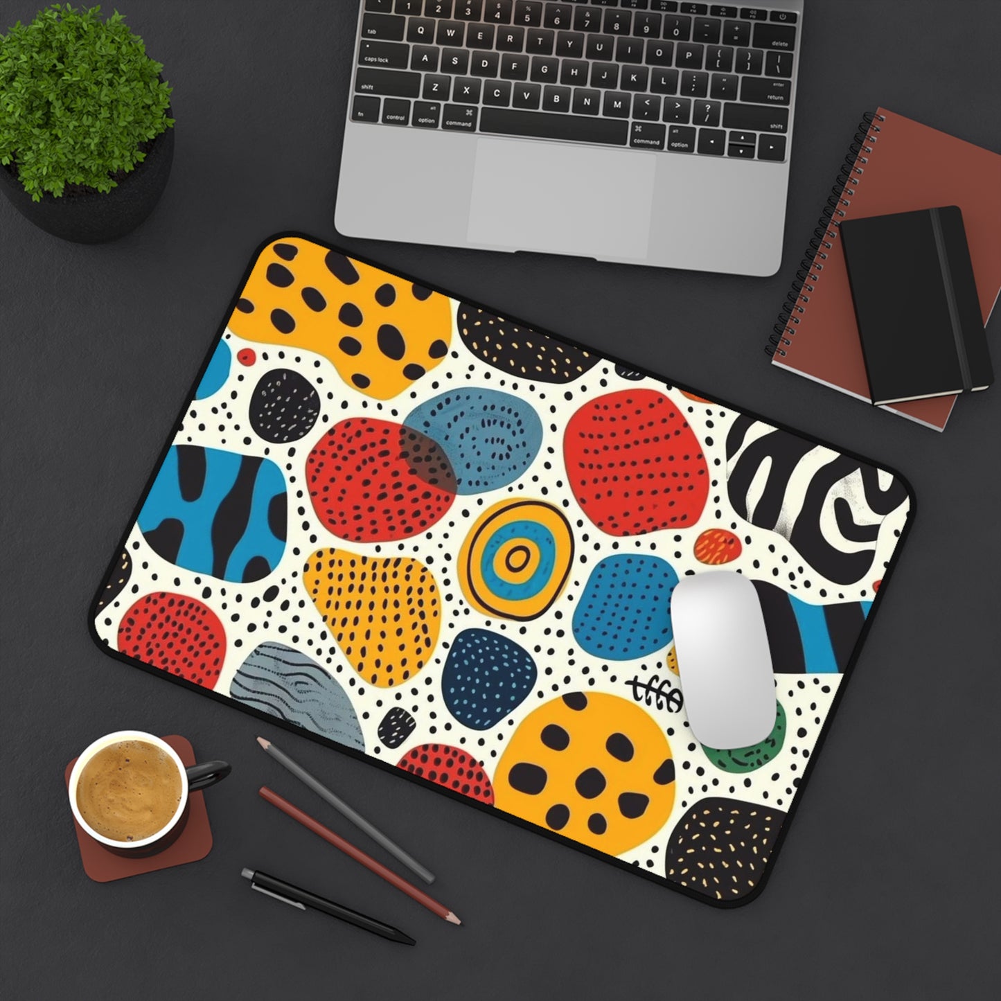 Abstract Spots and Dots Desk Mat