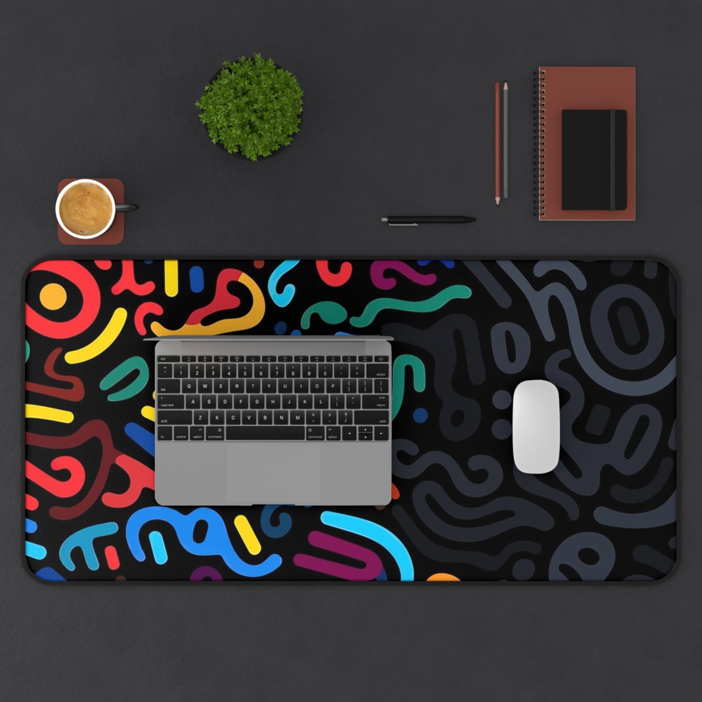 Colored lines Desk Mat, Gaming keyboard matt, mousepad large