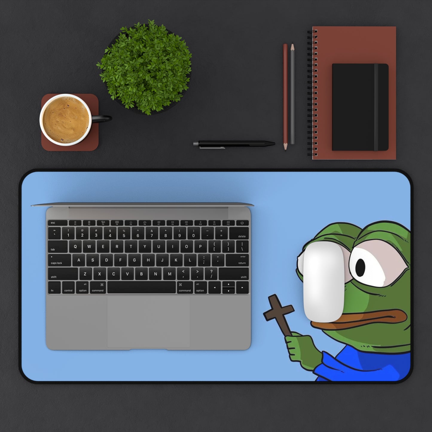 Pepe with cross Desk Mat