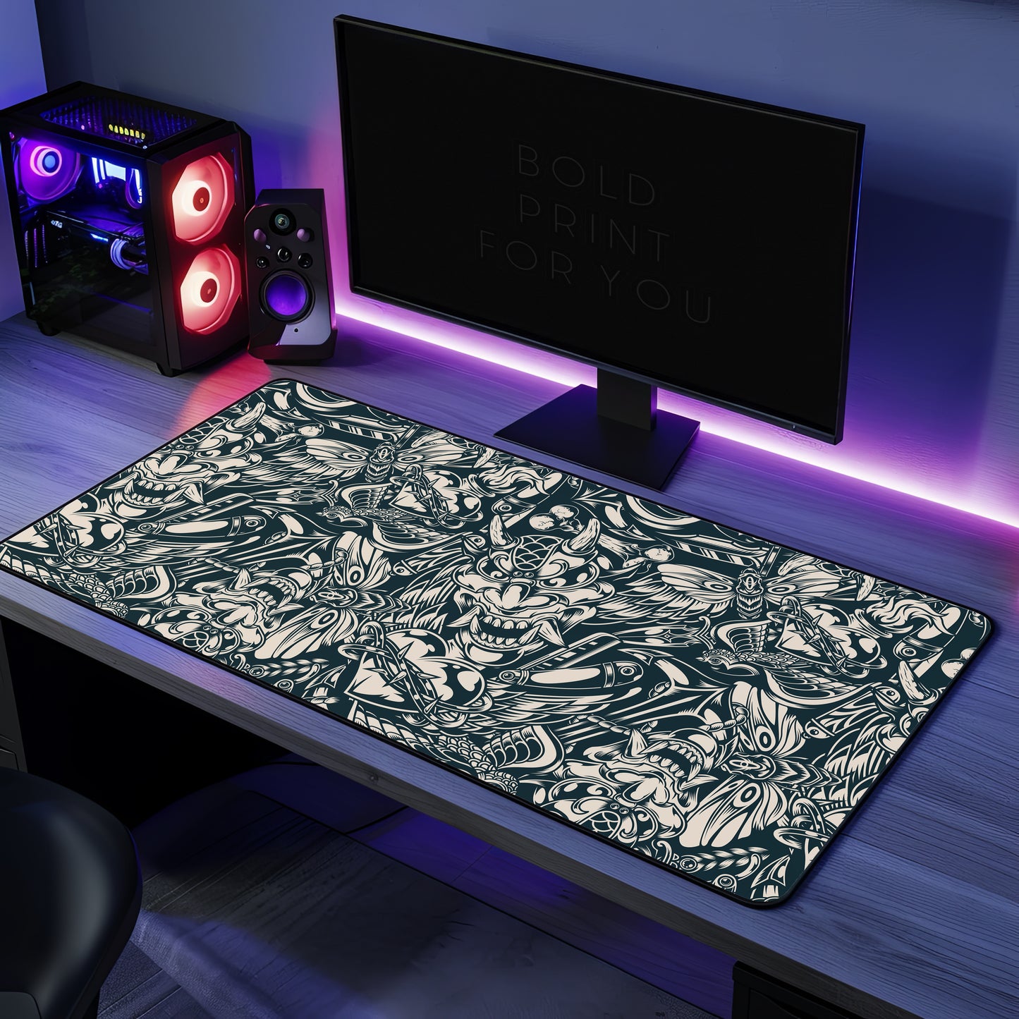 Vintage tattoos 2 Desk Mat, Gaming keyboard mat, mousepad large, XXL extended deskpad mouse pad