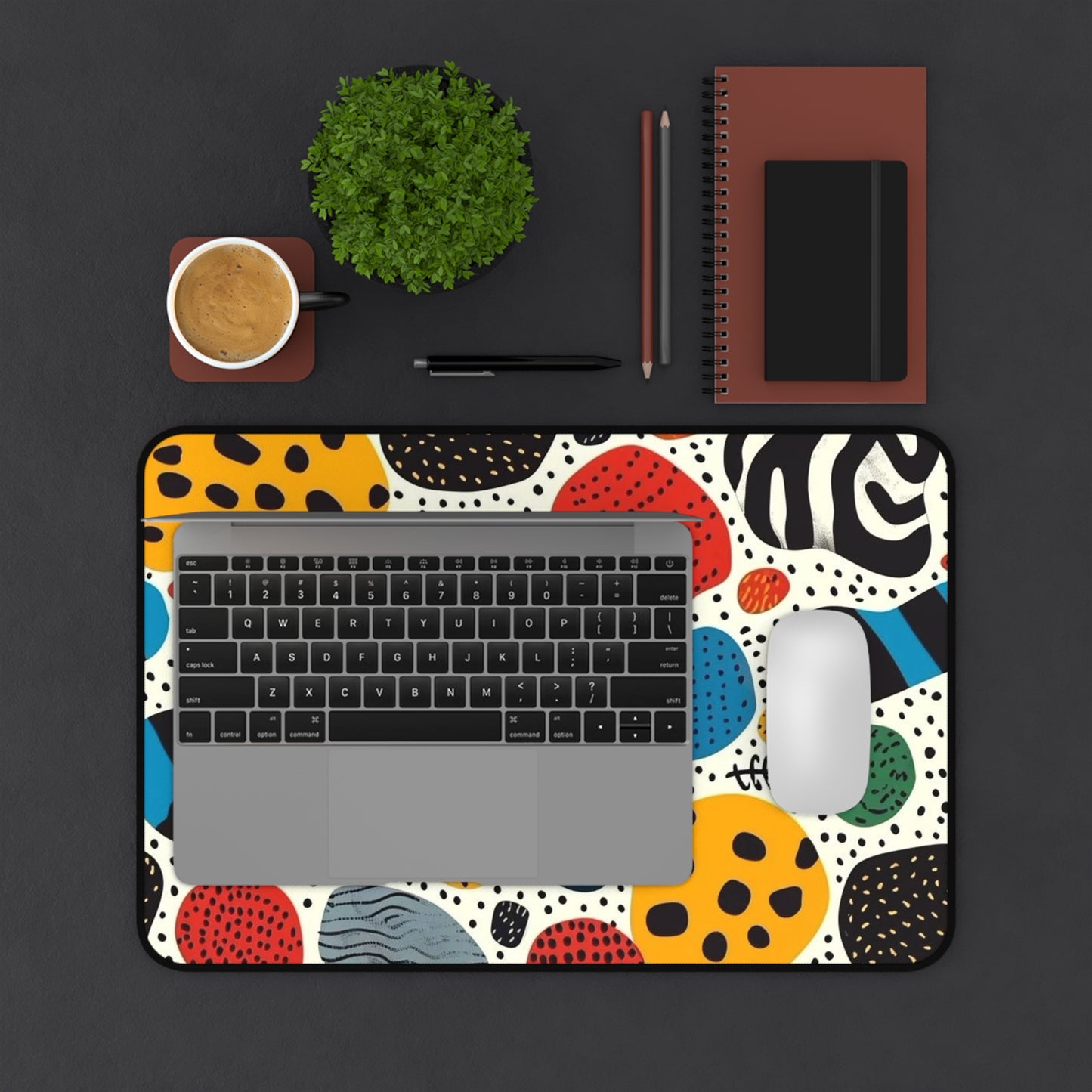 Abstract Spots and Dots Desk Mat