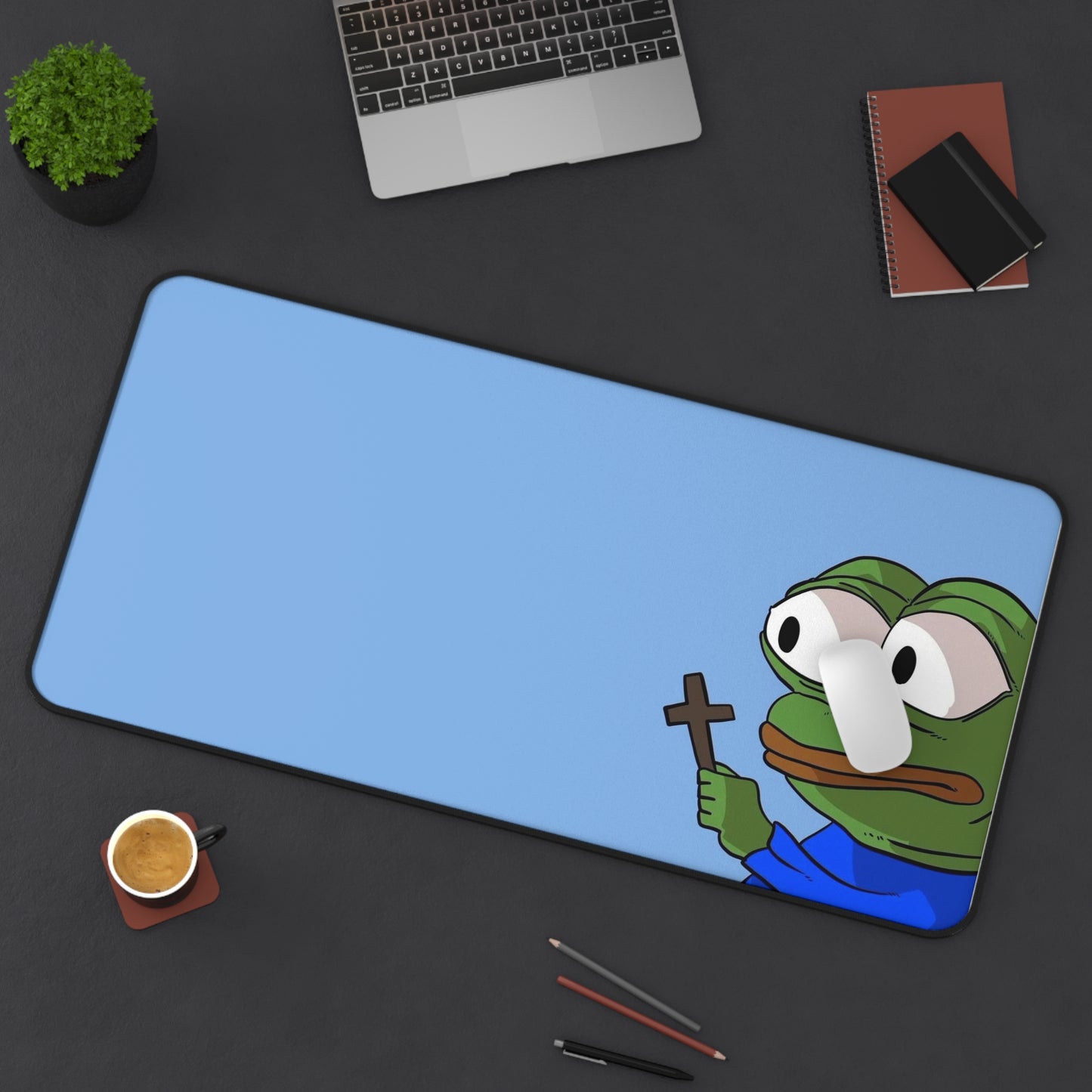Pepe with cross Desk Mat