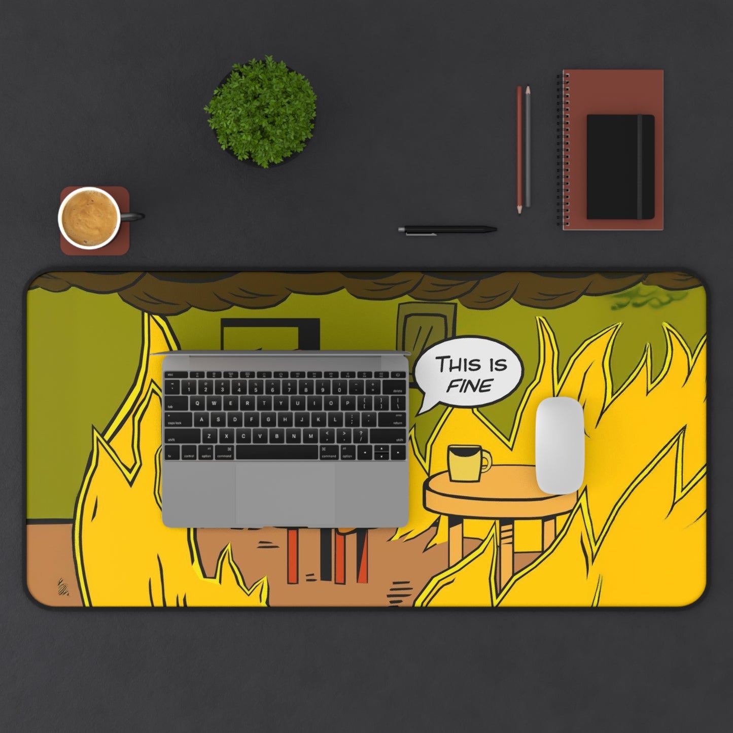 Desk Mat This is fine 2, gaming mouse mat, mousepad large, XXL deskpad mouse pad