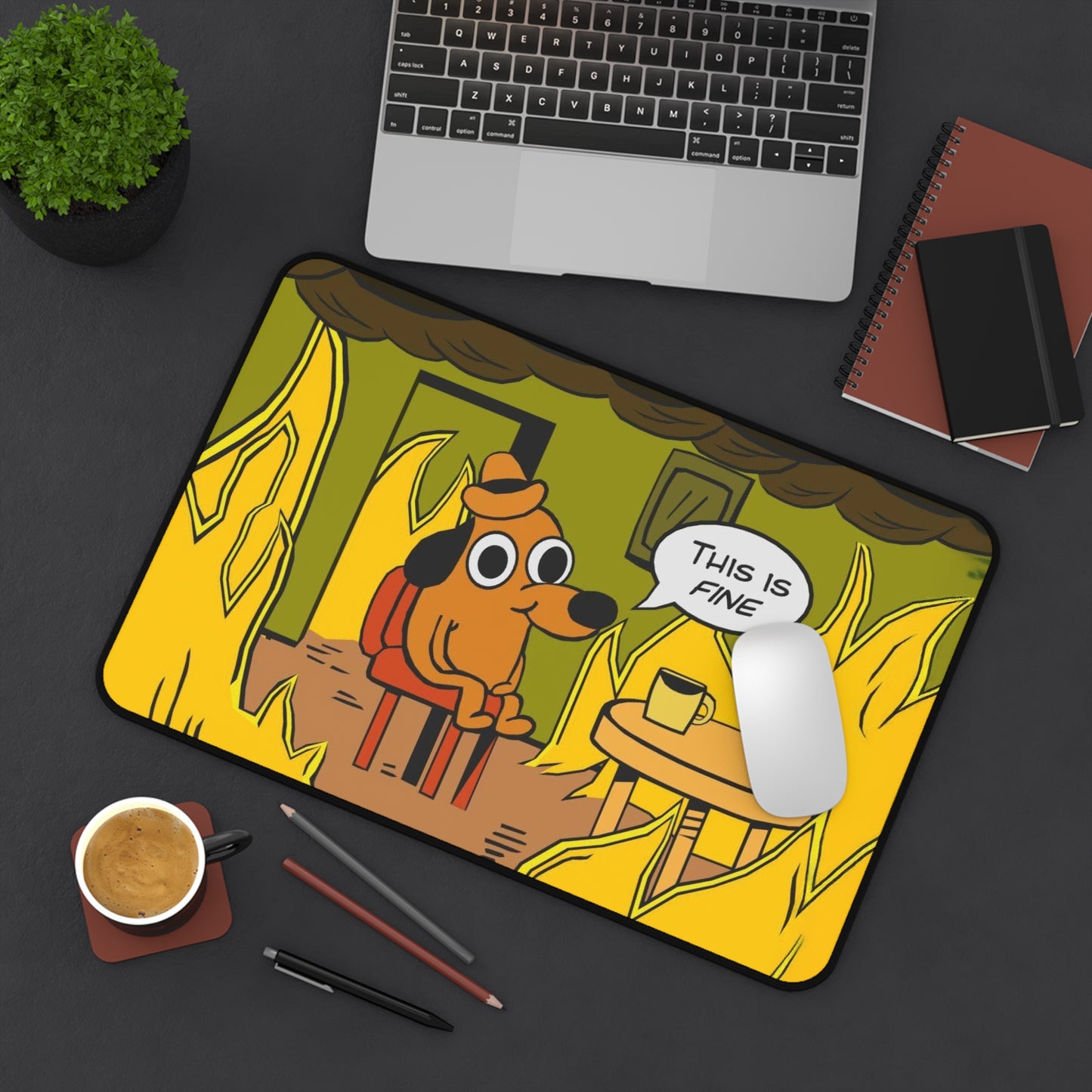 Desk Mat This is fine 2, gaming mouse mat, mousepad large, XXL deskpad mouse pad