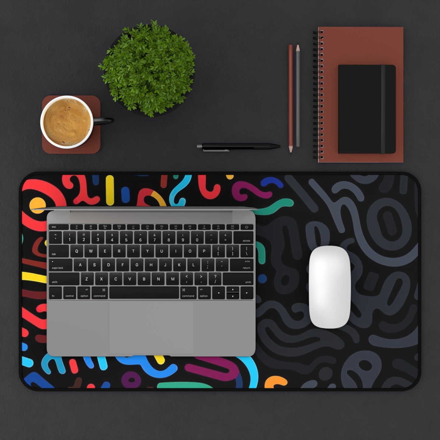 Colored lines Desk Mat, Gaming keyboard matt, mousepad large
