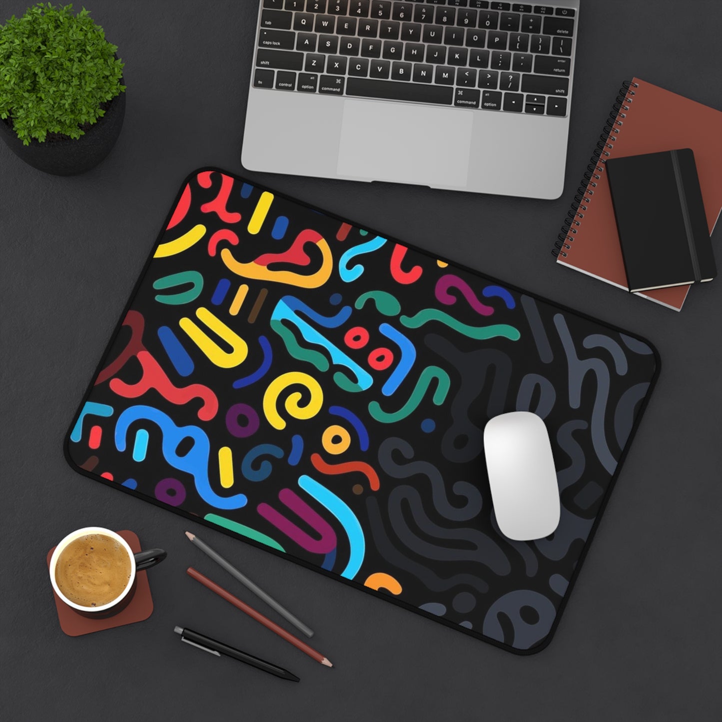 Colored lines Desk Mat, Gaming keyboard matt, mousepad large