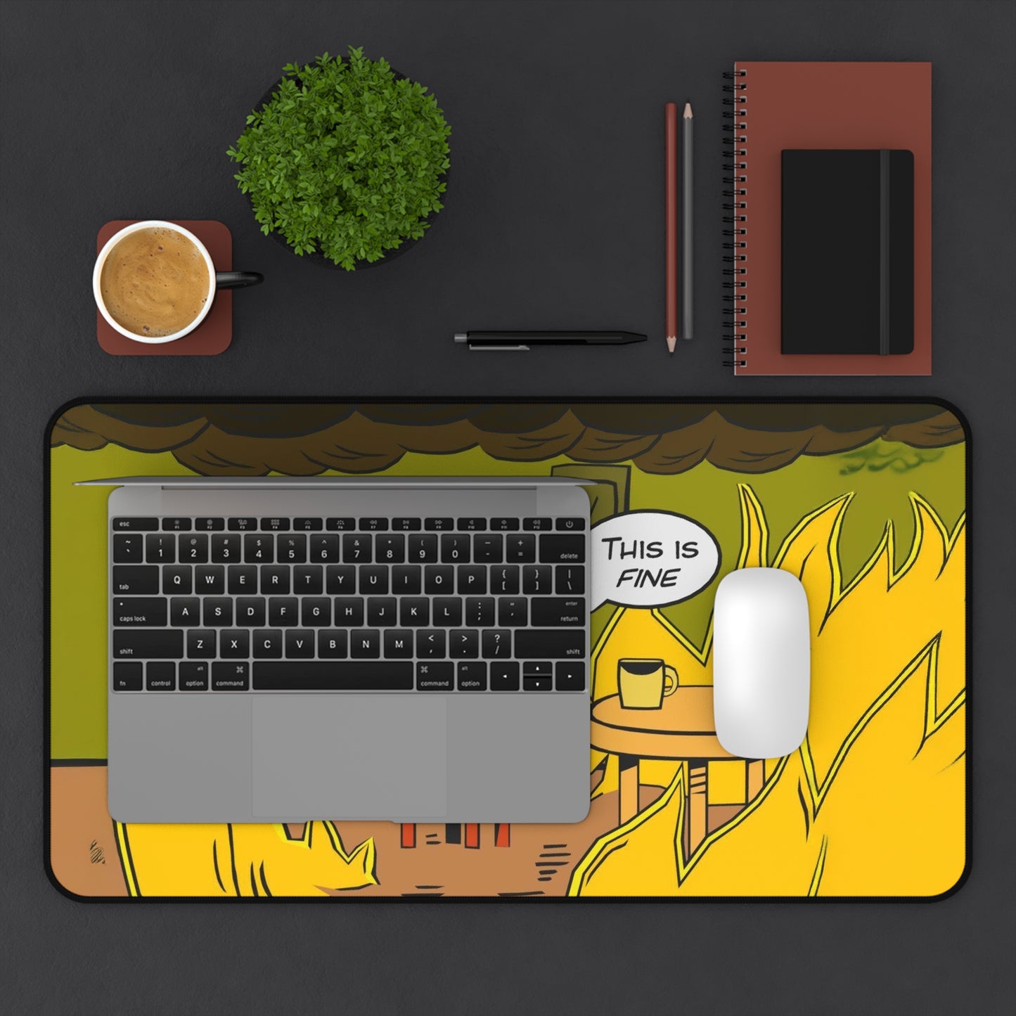 Desk Mat This is fine 2, gaming mouse mat, mousepad large, XXL deskpad mouse pad