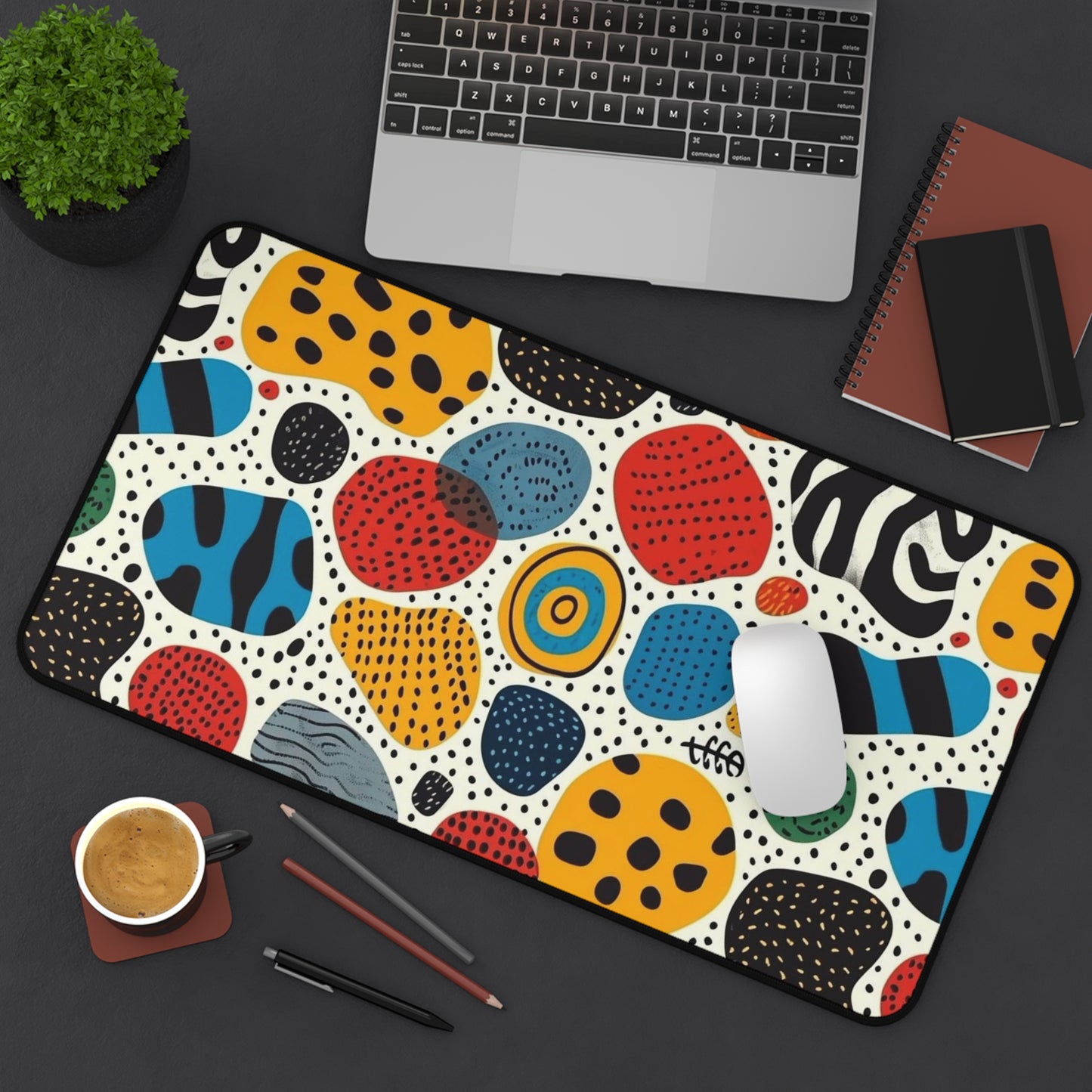 Abstract Spots and Dots Desk Mat
