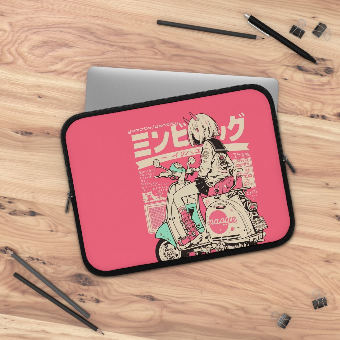Anime Girl on Scooter Laptop sleeve