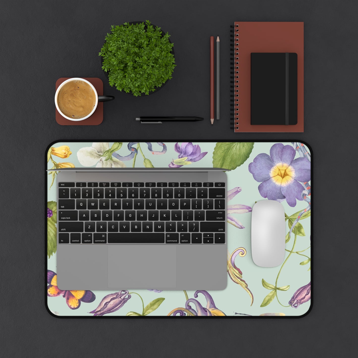 Beautiful purple floral Desk Mat, Gaming keyboard matt, mousepad large, XXL extended deskpad mouse pad